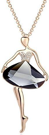 Fortunal NBLWBLACK Swarovski Element Crystal Ballet Dancer Girl Pendant Necklace ...