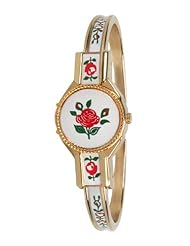 Avalon Womens Swiss Rose Style Gold-Tone Covered Bangle Watch # 3773-2