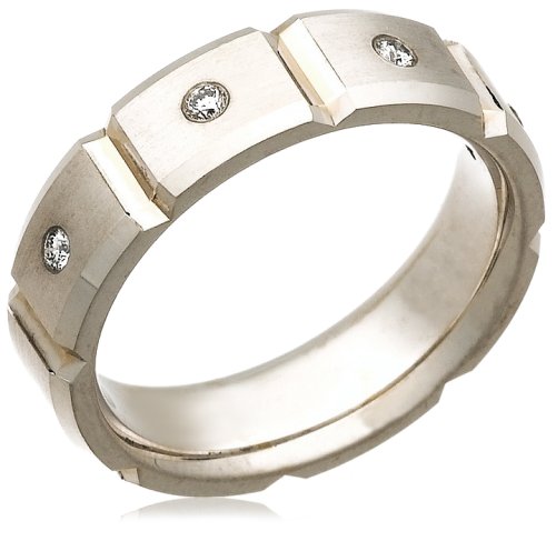 14k White Gold 6.5mm Matte Finish Diamond Men's Band (1/5 cttw, I Color, I2 Clarity)