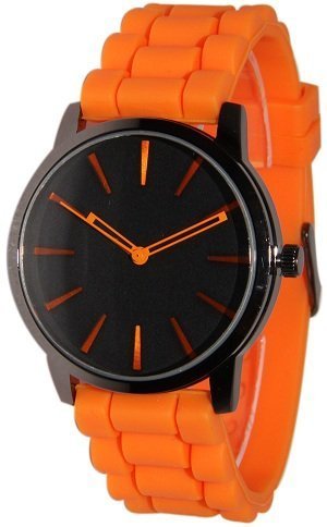 Geneva Orange w/ Black Silicone Jelly Watch