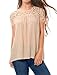 Allegra K Women's Lace Panel Upper Semi Sheer Yoke Short Sleeves Blouse XL Pink