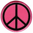 Peace Sign Embroidered Patch Anti-War Hippie Iron-On Symbol Pink