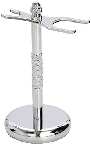 G.B.SClassic Deluxe Stainless Steel Brush and Razor Stand, Properly Store Brush and Razor Prolong Shaving Tools Non Slip Well Balanced Convenient Choice Extra Grip