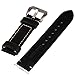 szzijia 22mm Black Genuine Leather Watchband Wristwatch Watch Band Stainless Buckle