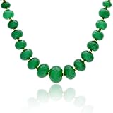 Bling Jewelry Gold Faceted Green Jade Graduated Necklace