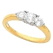 14K Two-Tone Gold Diamond Three-Stone Engagement Ring - 0.75 Ct.