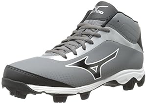 Mizuno Men's 9-Spike Franchise 7 Mid Baseball Cleat,Grey/Black,8.5 M US