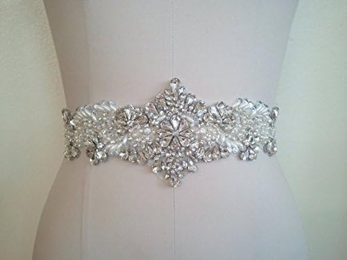 Pearl beaded trim wedding dress DIY sewing craft sash Bridal belt Bridesmaids trim Crastal applique Pearl applique sash