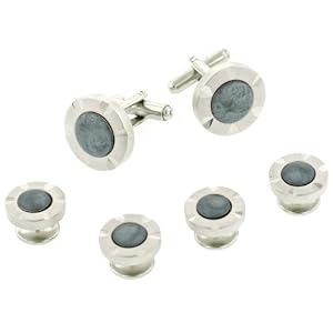Stylish Cufflink-Studs with Silver Plated & Gray Accented Formal Set