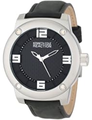 Kenneth Cole REACTION Unisex RK1312 Street Silver Case Black Leather Strap Analog Watch