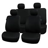 Front Airbags Ready and Rear Split Car Seat Cover Full Set Solid Black Fb051 Black 114