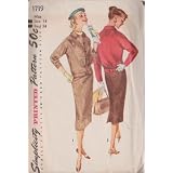 Vintage Junior Misses And Misses Two-Piece Suit Simplicity Printed Sewing Pattern #1719 (Size 14)