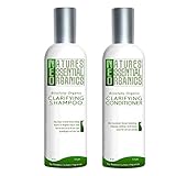 Organic Shampoo Conditioner Set. Clarifying Shampoo & Cleansing Conditioners for Hair. Control Itchy Scalp and Dandruff. USA Made, Sulfate Free, Color Safe Concentrated Treatment. (4oz)