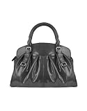 Forzieri Pleated Patent Leather Handbag Gray
