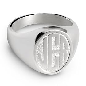 Personalized Sterling Silver Monogram Mens Ring and Jewelry Box Gift