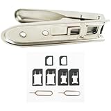 LotFancy&reg; Universal Cutting Edge Card Cutter for iPhone 6 6s 5 5s 4 4s Plus with Adapters & Card Eject Pin,Cut Any GSM Sim into Nano or Any Micro Sim into Nano Sim
