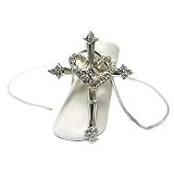 Crystal Studded Cross and Heart Link Pendant Necklace Fashion Jewelry