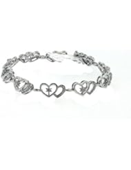Ladies Sterling Silver Heart Diamond 0.34Ct Bracelet 10.18 Gr