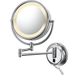 Kimball & Young 95345 Double Sided Wall Plug-In Mirror with Chrome Frame, 8.75-Inch