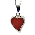 Sterling Silver Red Jasper Heart Pendant Necklace - 16"