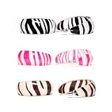 Ladies 3 Pack Pink Black Beige Zebra Printed Fashion Mini Hoop Earrings
