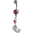 Pink Crystal Seal Balancing Ball Gem Belly Button Ring Navel Piercing Bar Body Jewelry