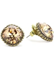 Sorrelli "Mirage" Cushion Cut Antique Gold-Tone Stud Earrings