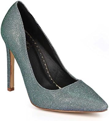 Miss L DK23 Women Shimmer Iridescent Fabric Pointy Toe Single Sole Stiletto Pump - Silver (Size: 10)