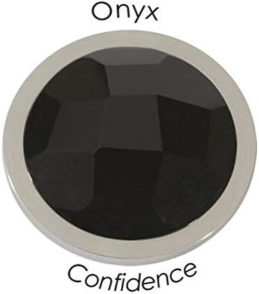 Quoins "Emotions Faceted" Faceted Cabochon Cut Gemstone Stainless Steel Coin Large (33mm) Black Onyx - "Confidence"