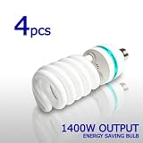 4 x Digital Full Spectrum Light Bulb 85W Photo CFL 6500K, Daylight balanced, Pure White, LimoStudio