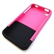 Apple iPhone 4 & 4S (Black iPhone ONLY) Rubberized Slider Hard Protector Case, Pink & Black
