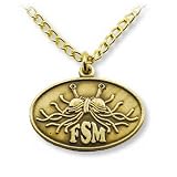 Oval Flying Spaghetti Monster Pendant - antique-gold finish