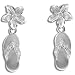 Sterling Hawaiian Rhodium Plumeria Flip Flop Earrings
