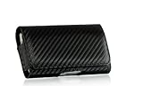 Black Carbon Fiber Design Horizontal Leather Pouch Case for Nokia N8