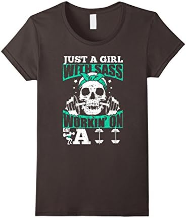 Women's Just A Girl With Sass Working Funny T-Shirt Medium Asphalt