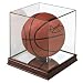 Basketball Display Case with Glass Top, Mirrored Bottom, Mahogany Finish Base and Mirrored Back by U