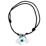 Sterling Silver .925 Stamp Hypoallergenic Hamsa Rope Charm Evil Eye Star of David Bracelet