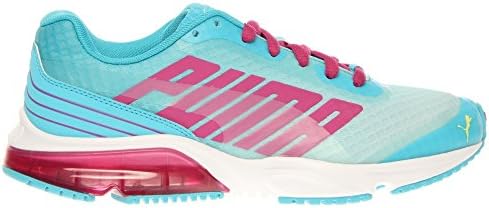 PUMA Women's Powertech Defier Fade Running Shoe,Blue Atoll/Magenta/Sunny Lime,11 B US