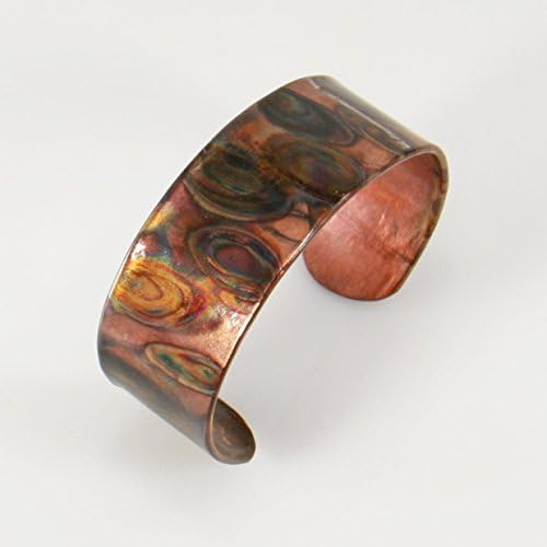 Hand Crafted Copper Cuff Bracelet Torch Fired Natural Rainbow Patina