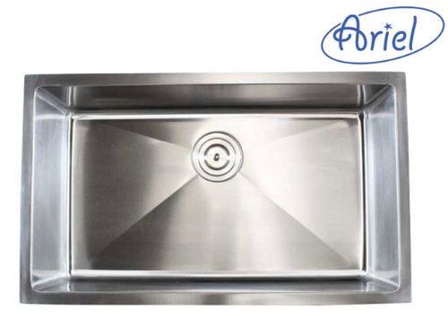 ARIEL - 32 Inch Stainless Steel Undermount Single Bowl Kitchen Sink 15mm Radius Design