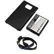 GTMax High Capacity Extended Replacement Battery (3500mAh) + Black Cover + Neck Strap Lanyard for Samsung Galaxy S2 SII / S 2 i9100 / i777 G4