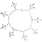 Sterling Silver Curvy Cross Pendant Bracelet, 1 (25mm) wide