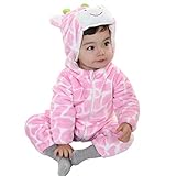 （ワボーズ） Waboatsベビー　キッズ　秋冬　猫柄　麒麟柄　パンダ柄　ハチ縞　カモフラージュ　フットロンパース カバーオール ベビーロンパース ベビーカバーオール　裹起毛カバーオール Pink C