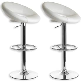 Lot de 2 tabourets de bar PABLO simili cuir blanc