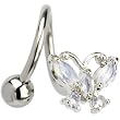 Spiral Twister Butterfly Flare Aurora Gem Belly Ring