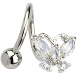 Spiral Twister Butterfly Flare Aurora Gem Belly Ring