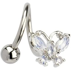 Spiral Twister Butterfly Flare Aurora Gem Belly Ring