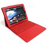 (LightaheadTM) IPAD 2 CASE with Built-in Bluetooth Keyboard Leather Cover with keypad (RED) Genuine Accessories