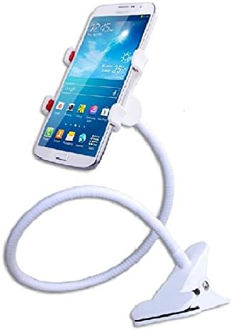 Virtuous Heart * 360 Degree Rotation Multi-angle Flexible Long Arms Mobile Phone Holder Universal Desktop, Bed Lazy Bracket ,Mobile Stand Support Mount for Bed Car Desk Chair Support All Mobiles，gooseneck Clamp Holder Applicable for Bedroom, Kitchen, Office, Bathroom Etc(plastic Base White)
