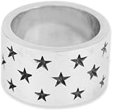 King Baby Wide Band With Stars Sterling Silver Ring, Size 7